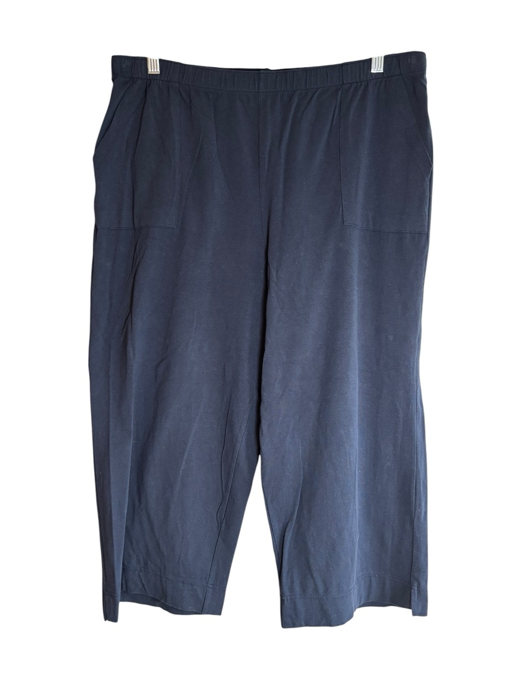 White Stag Navy Pull-On Capri Pants XL 16/18 Stretch Cotton Wide Leg Culotte